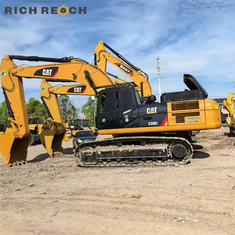 Used CAT330D2 front three quarter view mass excavation USD