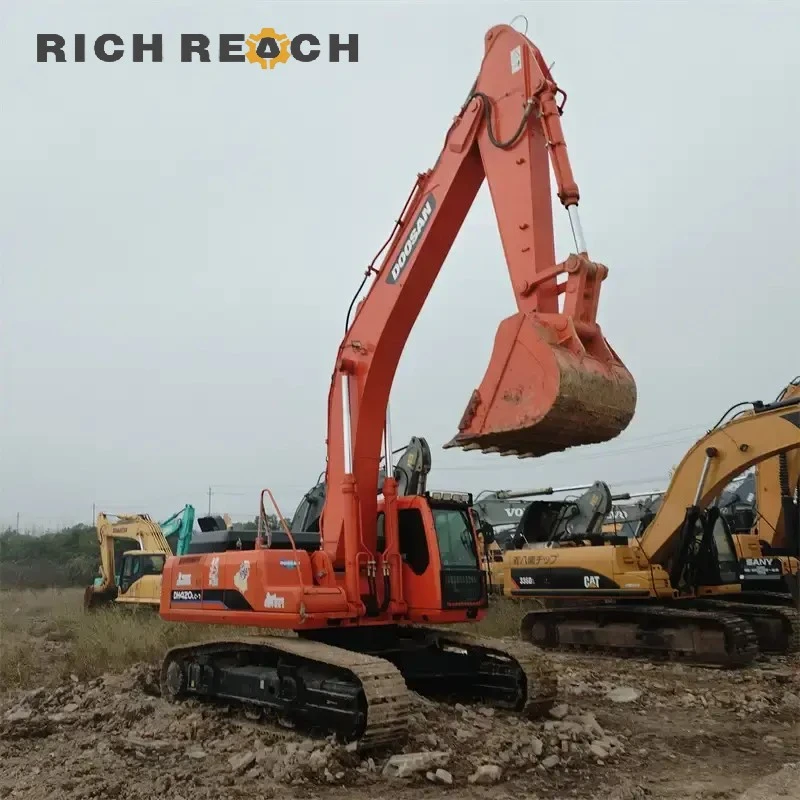 Used Doosan DH420LC-7 excavator for sale – front diagonal view with high cab, high performance low price