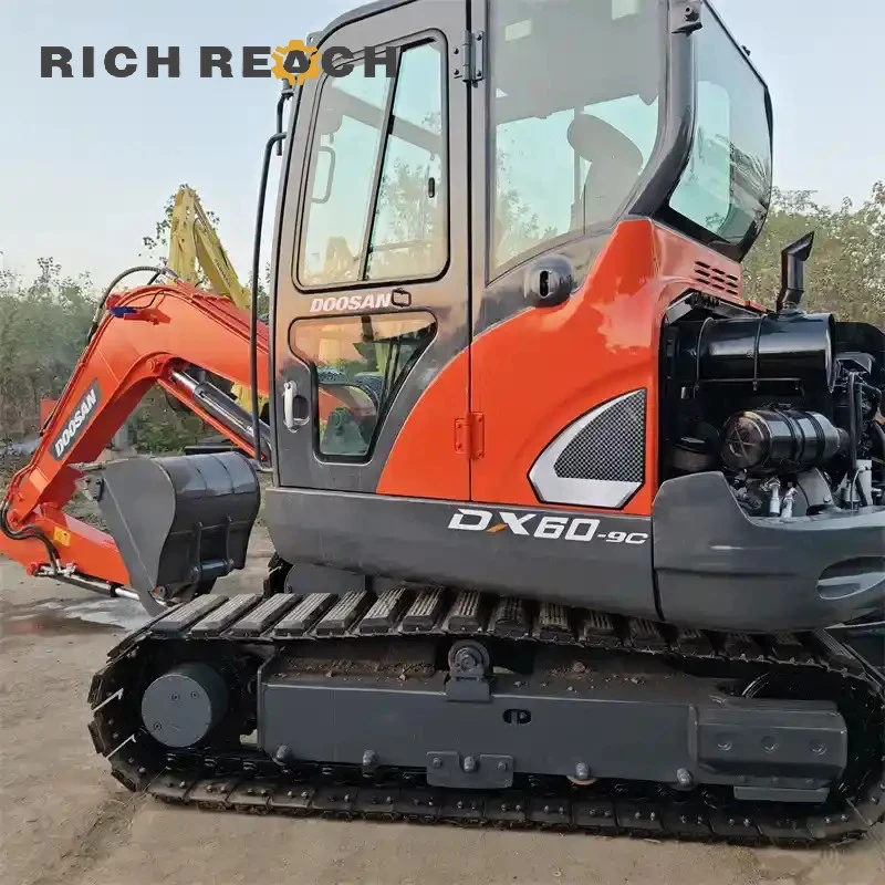 Used Doosan DX60-9C mini excavator for sale – rear exhaust and counterweight, compact efficient design, USD quote