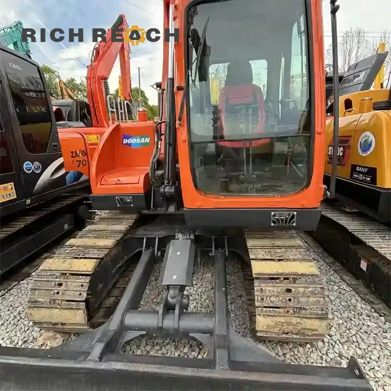 Left side long undercarriage of Doosan DX75LC-9C crawler excavator – reliable used machine