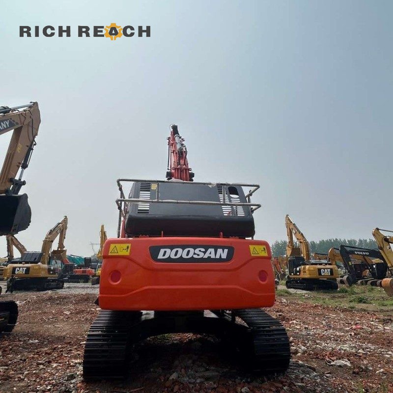 Rear view of a 2023 Doosan DX300 excavator, $41,000 construction machine for sale