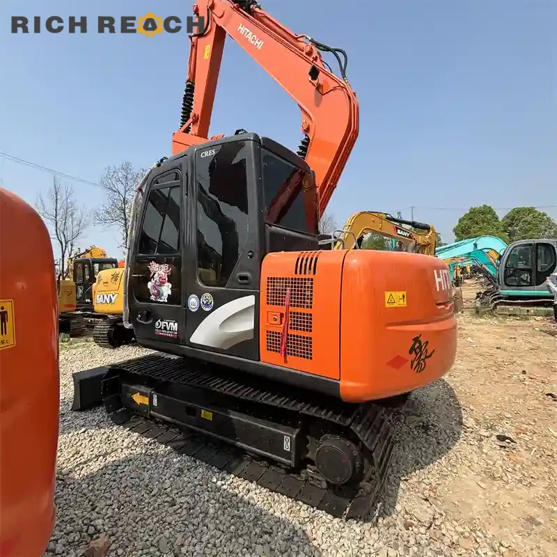 Used Hitachi ZAXIS 120 excavator – stockpile rehandling work