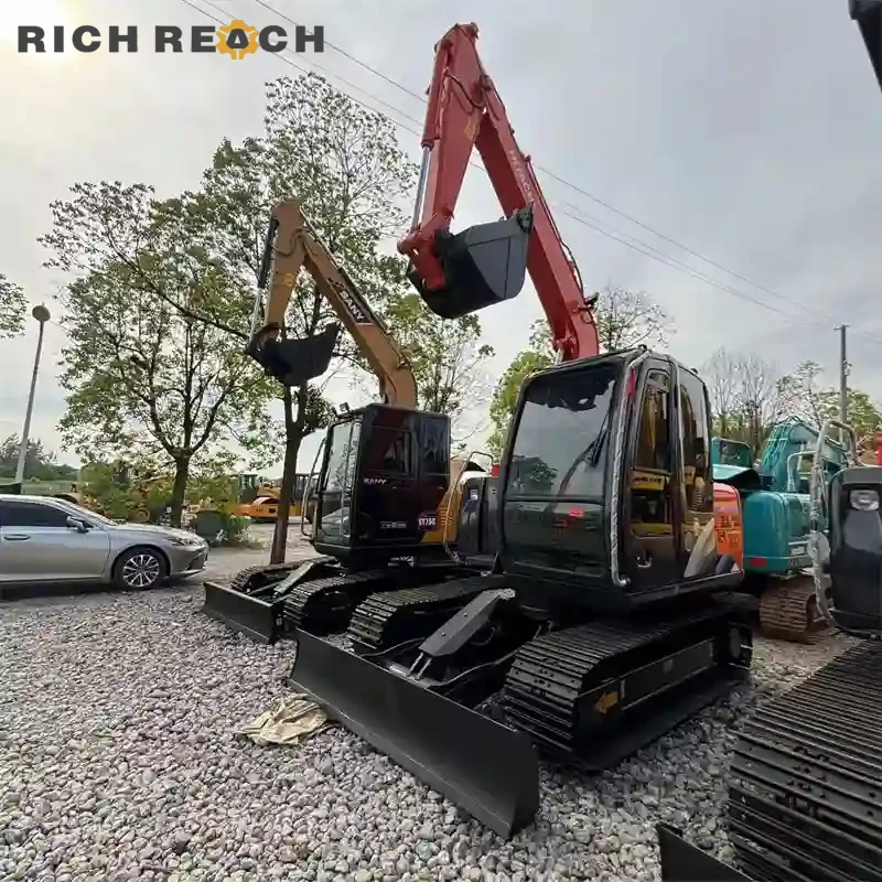Track adjuster and idler wheel of a used Hitachi ZAXIS 70 excavator, low hours, USD