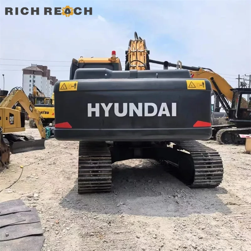 Undercarriage and tracks of a used Hyundai 220-9S crawler excavator with low hours, great condition, from Richreach