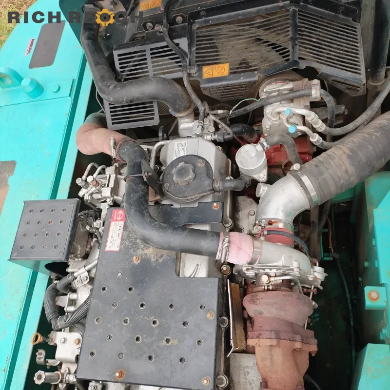 Used Kobelco 480 excavator cab interior – high back seat, controls, low hour machine