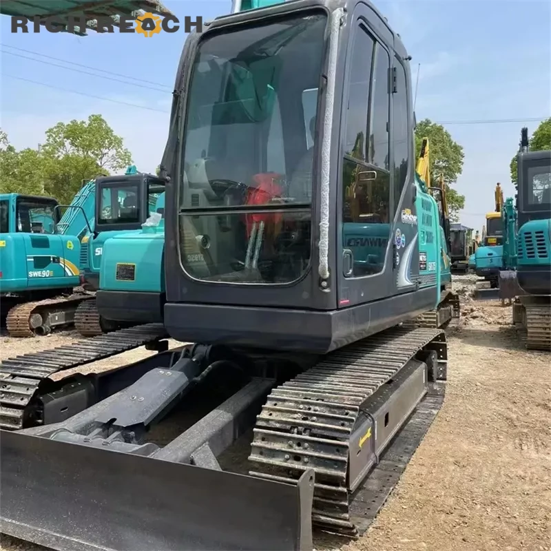 Used Kobelco 75 mini excavator – left side steel track and undercarriage, excellent condition, low hours