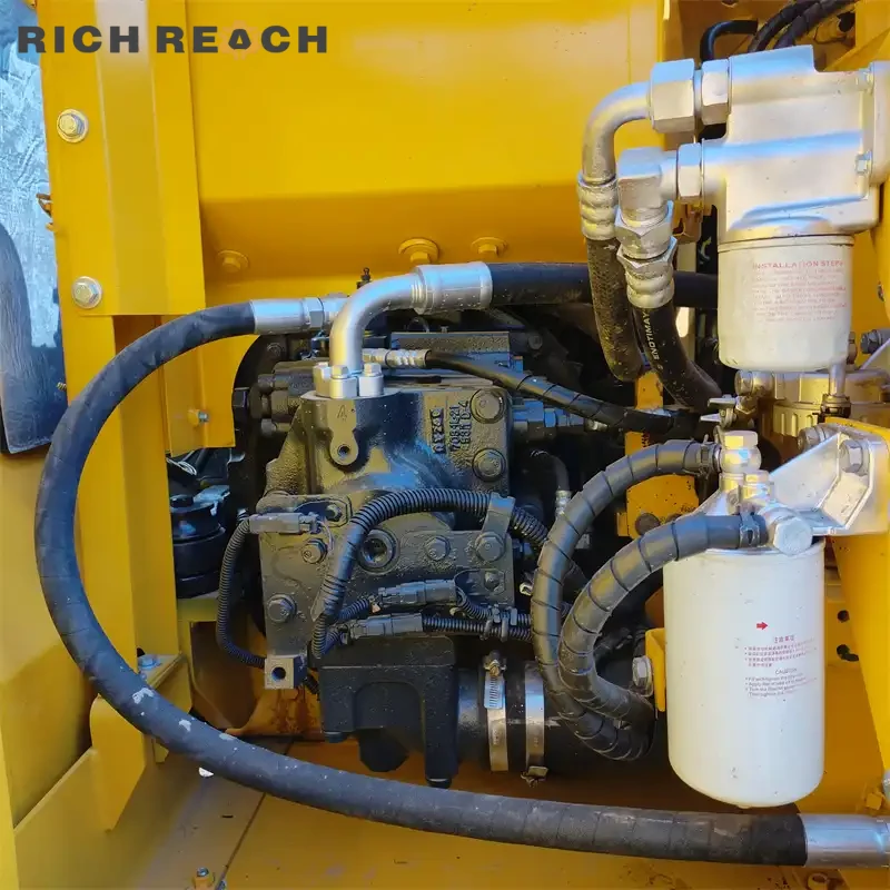 Left side track frame and undercarriage of a used Komatsu PC110 excavator, great condition, low hours