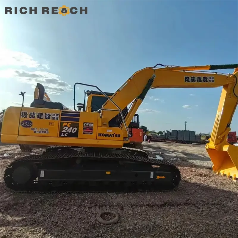 Front view of long track (LC) undercarriage on a used Komatsu PC240LC excavator