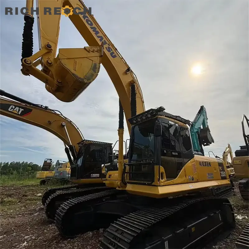 Deluxe seat and monitoring system of a used Komatsu PC350 excavator for sale