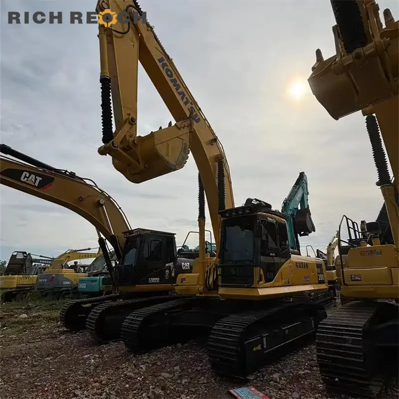 Right side dual hydraulic pumps on a used Komatsu PC350 excavator for sale