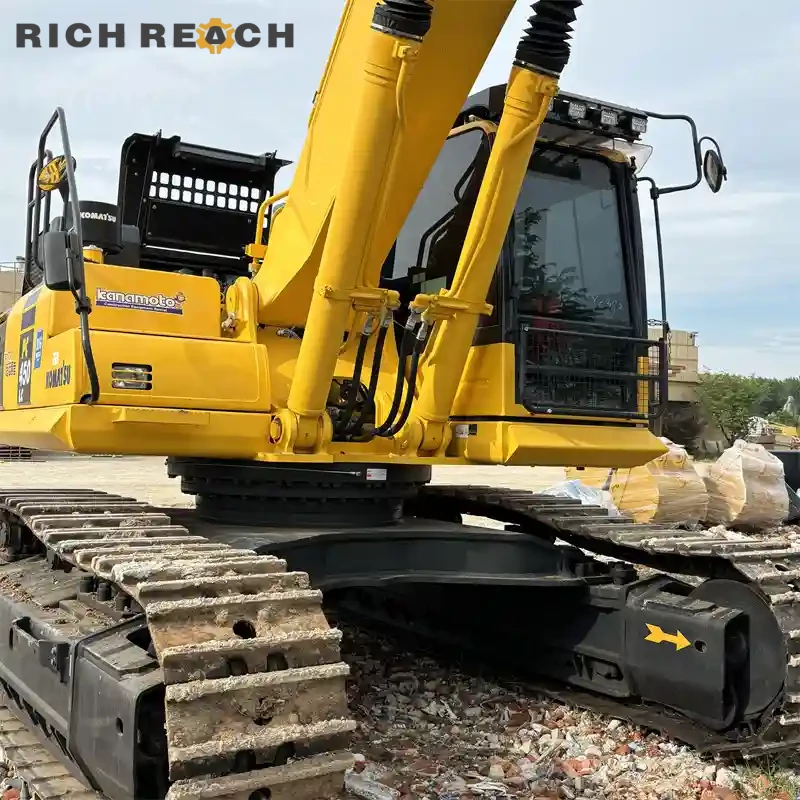 Komatsu SAA6D125 engine compartment – low-hour used PC450LC excavator for sale, powerful and fuel-efficient