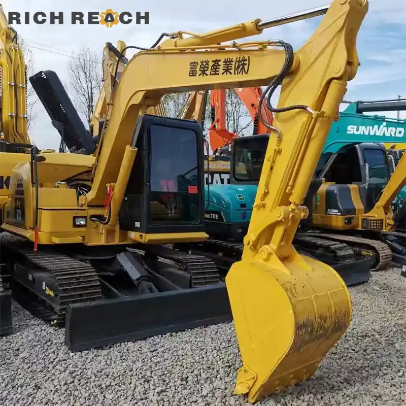Front blade and boom assembly of a used Komatsu PC70 mini excavator for sale