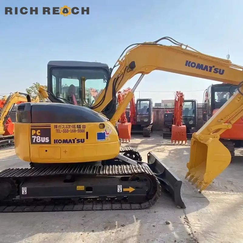 Used Komatsu PC78 excavator engine bay with air cleaner and filters – well maintained