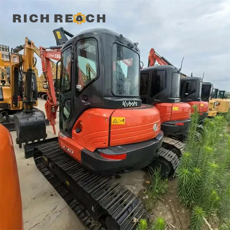 Used Kubota 163 mini excavator front canopy and boom light – pre-owned Kubota excavator for sale