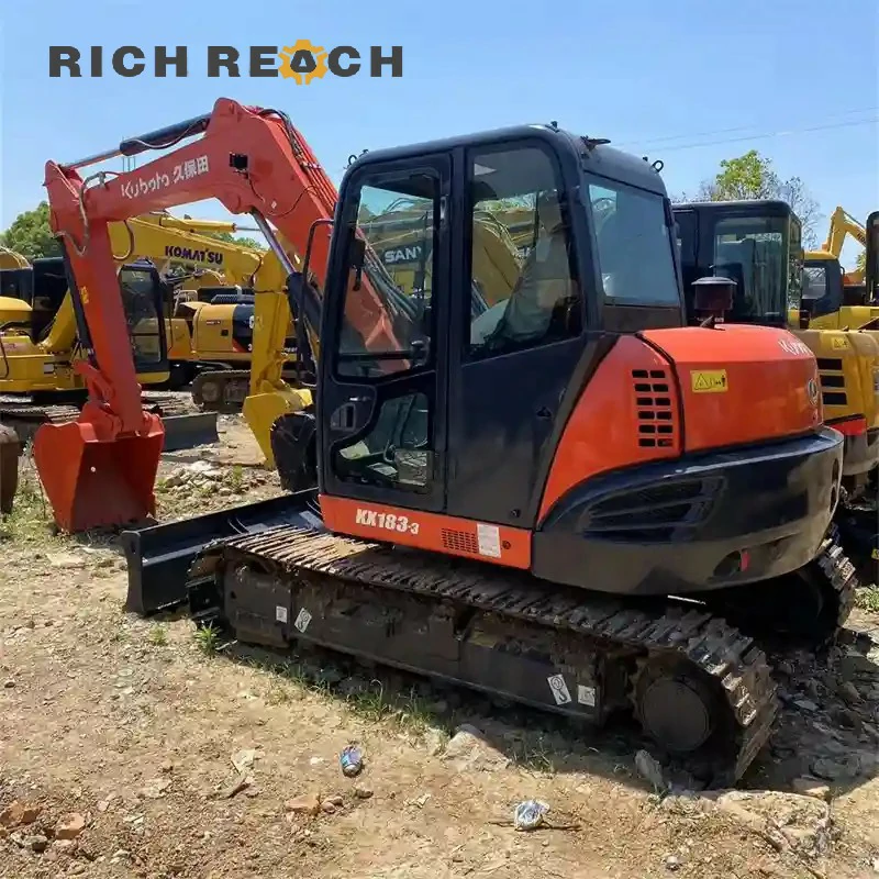Operator seat and control levers of second-hand Kubota 183-3 U48-4 excavator