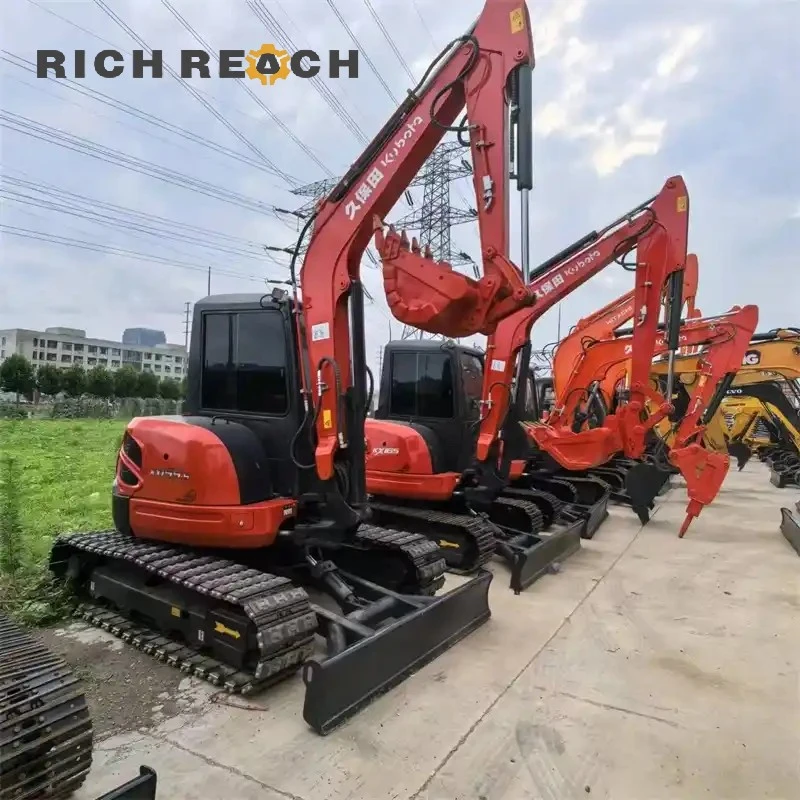 Rear counterweight of a Used Kubota 155 crawler excavator showcasing flush zero-tail-swing profile
