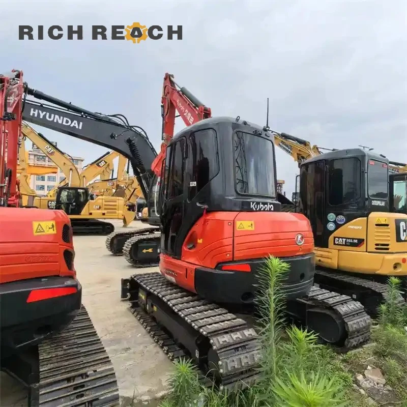 Right side tool storage box and access step on a used Kubota 155 excavator for convenient maintenance