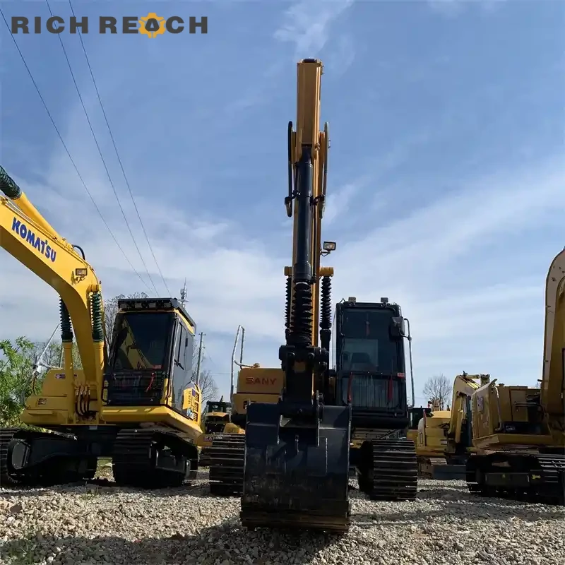 Undercarriage and tracks of a used Sany 135C excavator