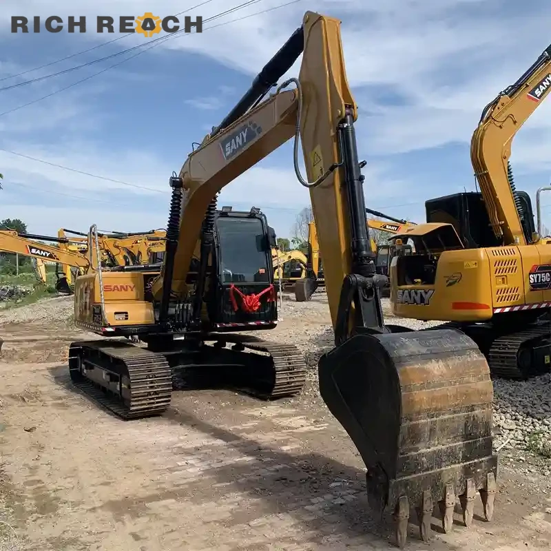 Bottom rollers and track guard of a used Sany 135C excavator