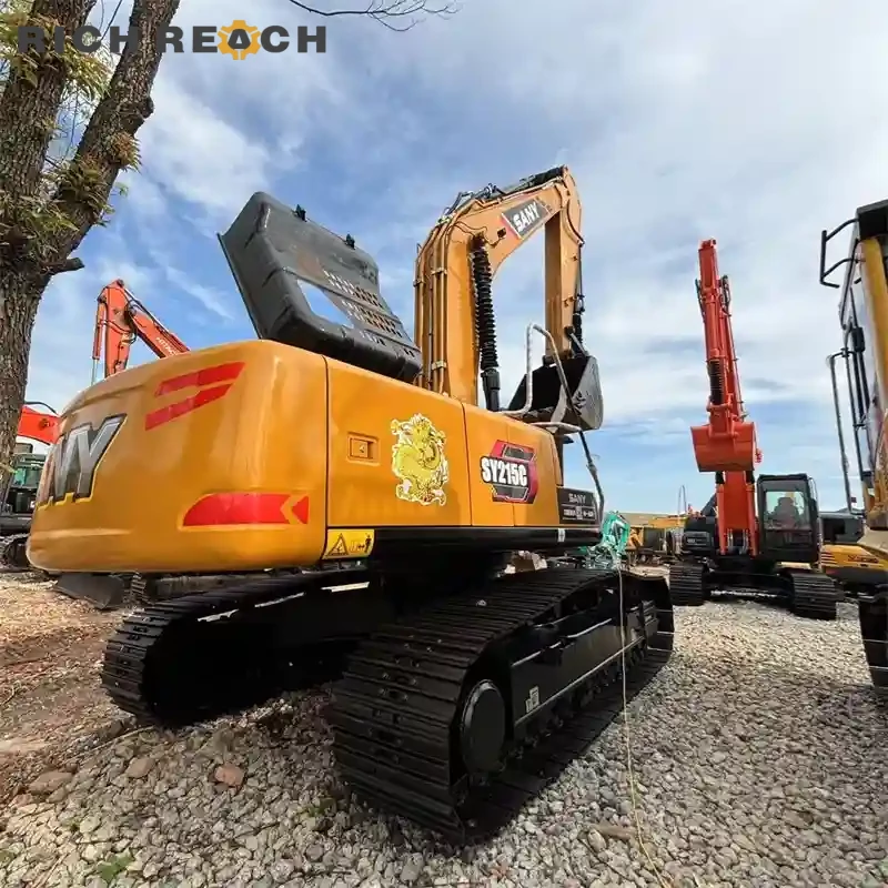 Bucket cylinder pin and lock on a used Sany 155C crawler excavator