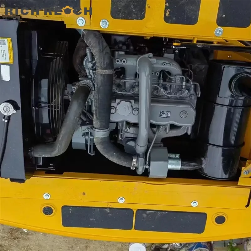 Engine bay, turbocharger and piping of a used Sany 155C crawler excavator
