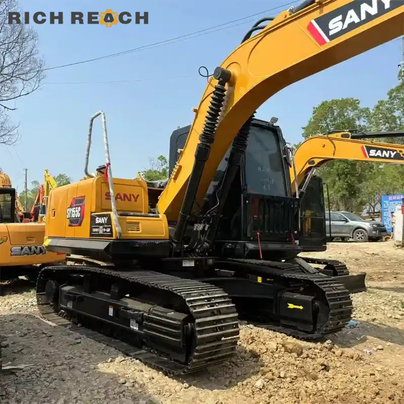 Reinforced front boom of a used Sany 155C excavator