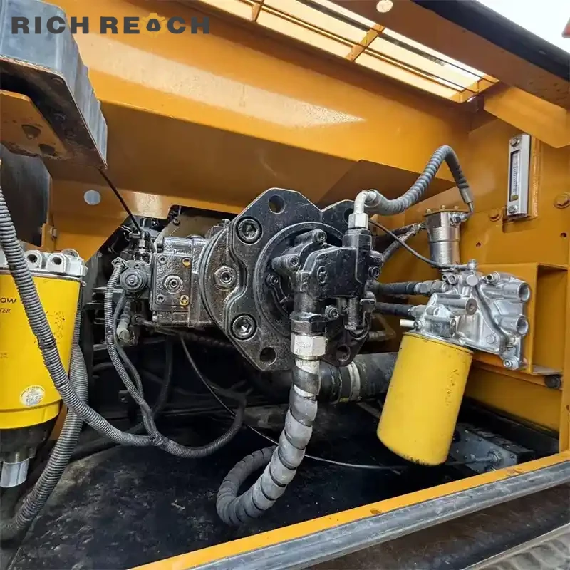 Hydraulic main pump and filter bank of a used Sany 155C excavator