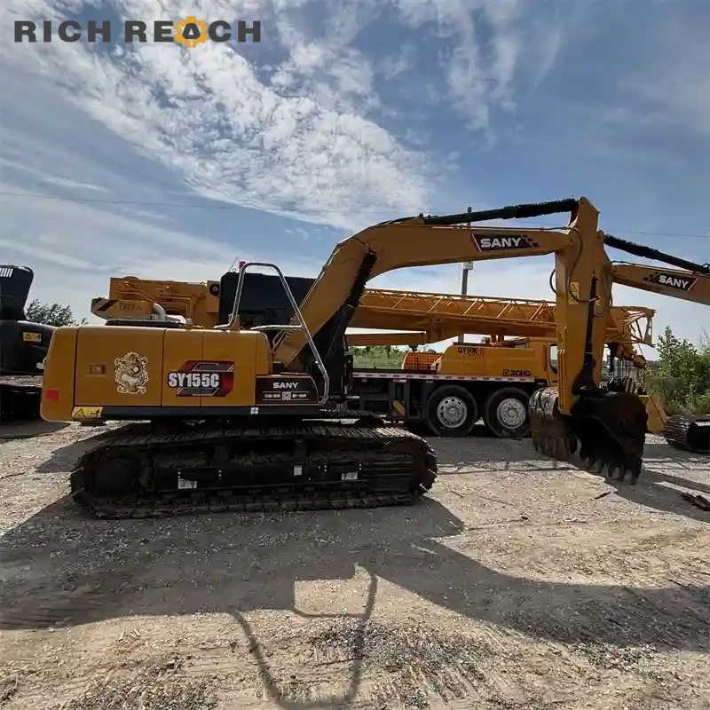Right side view with arm folded on a used Sany 155C excavator