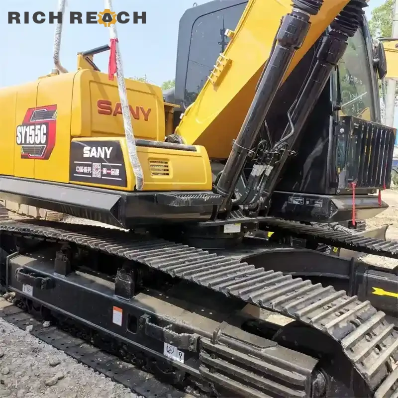 Right side fuel tank of a used Sany 155C low hour excavator