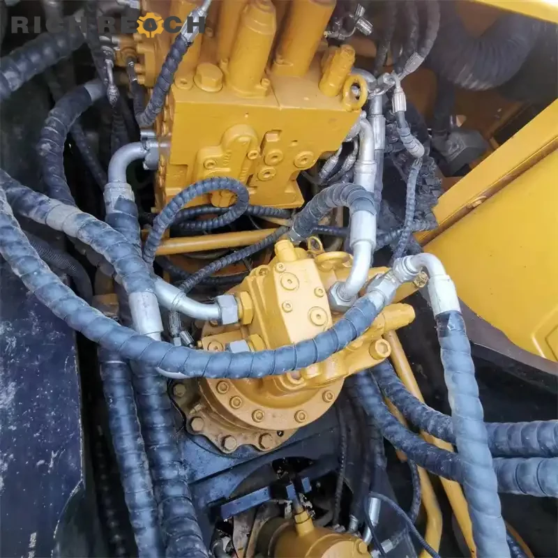 Cab interior with seat and joysticks of a used Sany 215C excavator for sale