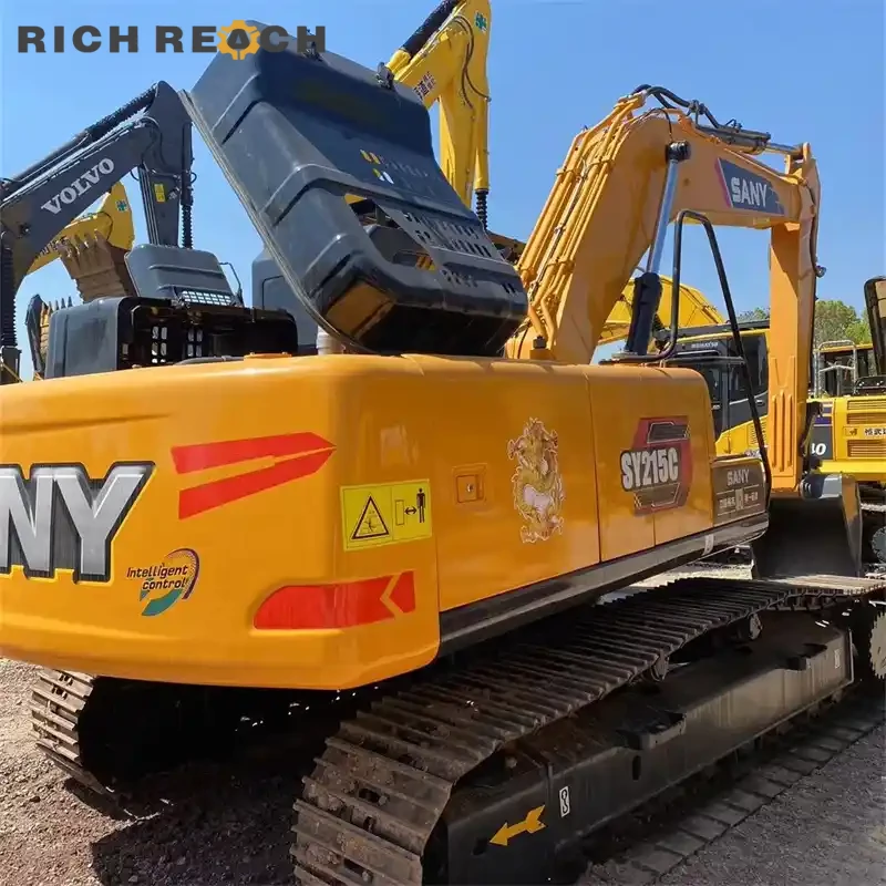 Isuzu engine of a used Sany 215C excavator for sale, clean and ready to work