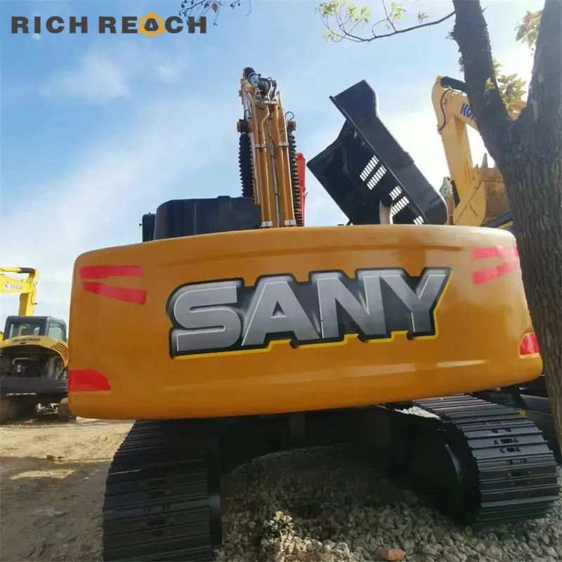 Front three-quarter view of a used Sany 215C excavator for sale, showing overall condition