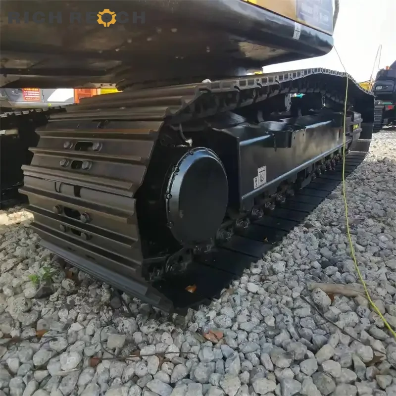 General earthmoving action of a used Sany 215C excavator for sale, powerful hydraulics