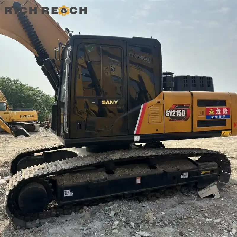 Right side arm folded view of a used Sany 215C excavator for sale