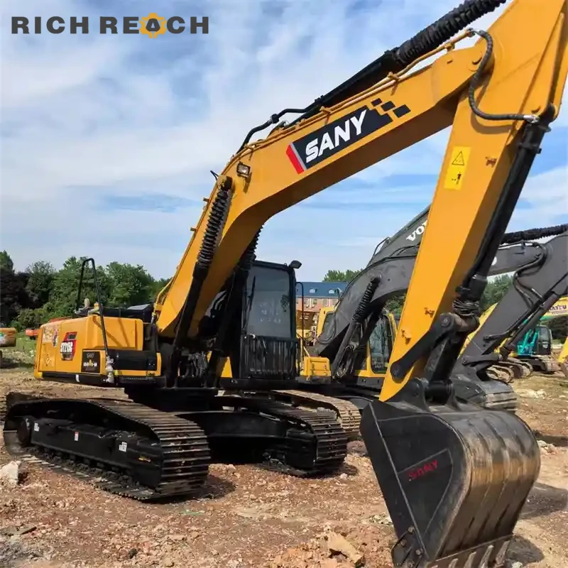 Track adjuster and idler wheel of a used Sany 215C excavator for sale, good tension