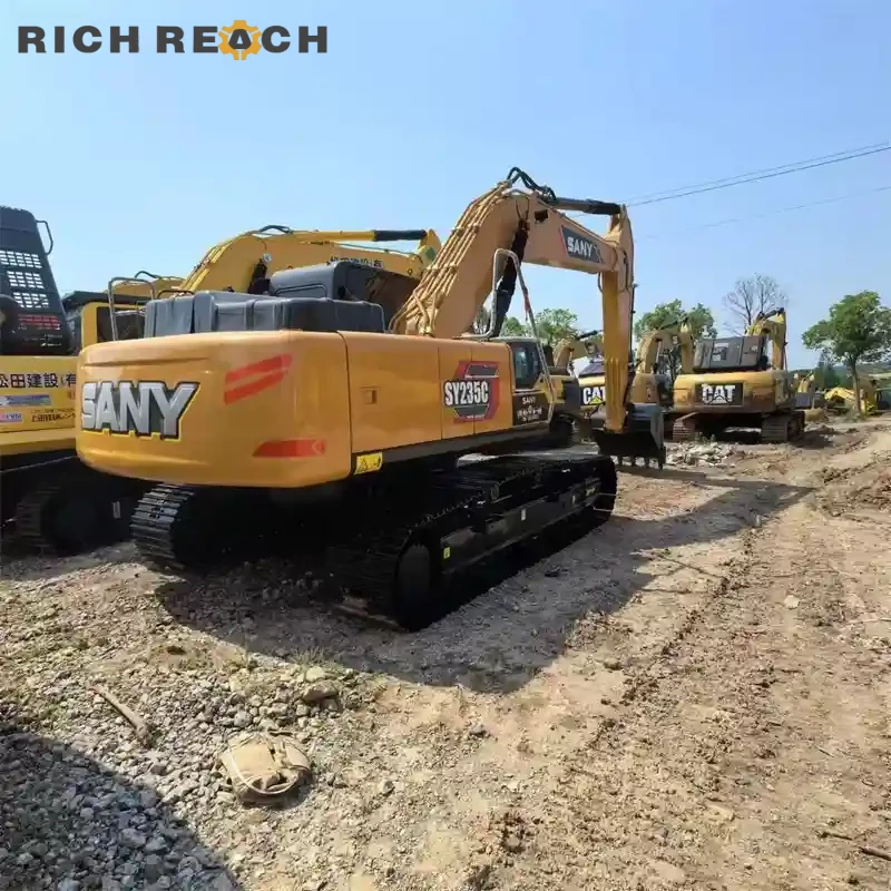 Right side pump room and hydraulic valves of used Sany 235C excavator low hours