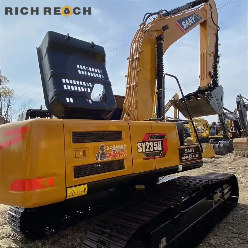 Used Sany 235H crawler excavator – right side view showing hydraulic tank and fuel tank
