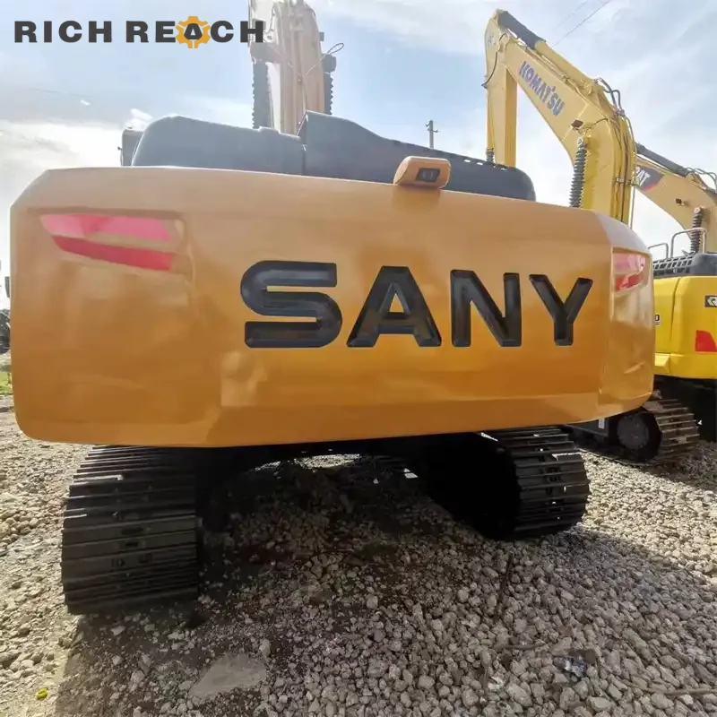 Spacious cab interior and ergonomic seat of used Sany 245H excavator, low-hour unit for sale