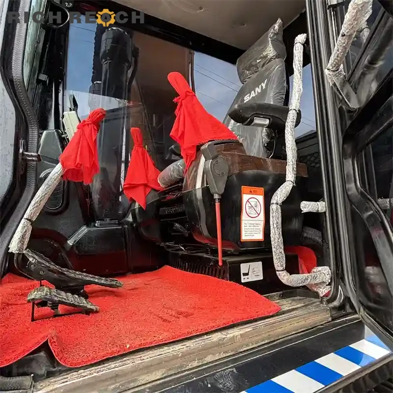 Right side pump room and hydraulic components of used Sany 245H excavator, excellent maintenance