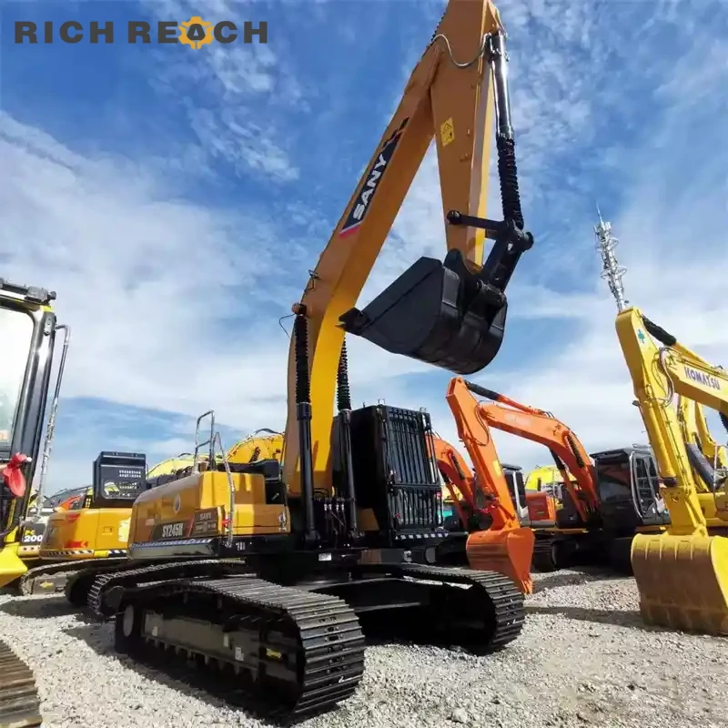 Track adjuster and idler wheel assembly of used Sany 245H excavator, low hours, ready to work