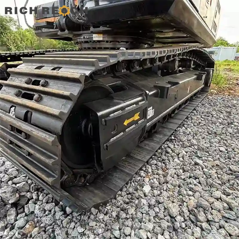 Front three-quarter view of used Sany 365H excavator for sale, low hours, great condition, priced in USD