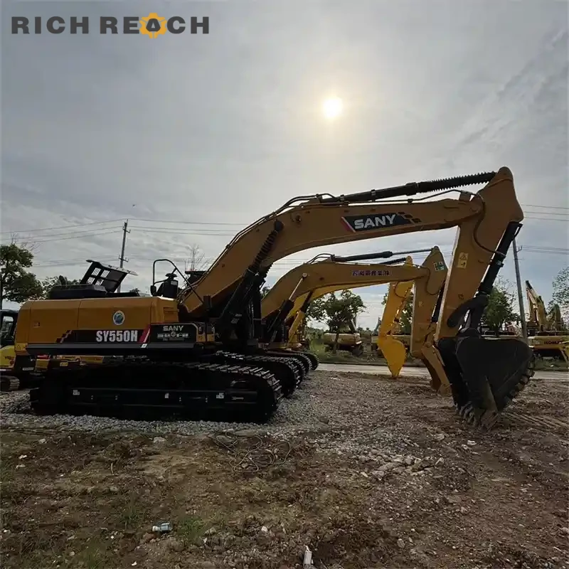 Used Sany 550H excavator undercarriage and heavy-duty track shoes, low hours, ready to work