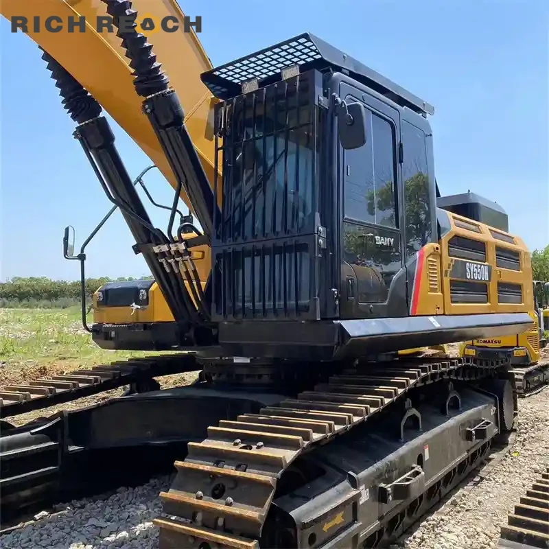 Used Sany 550H excavator Cummins QSM12 engine compartment, clean and well-maintained