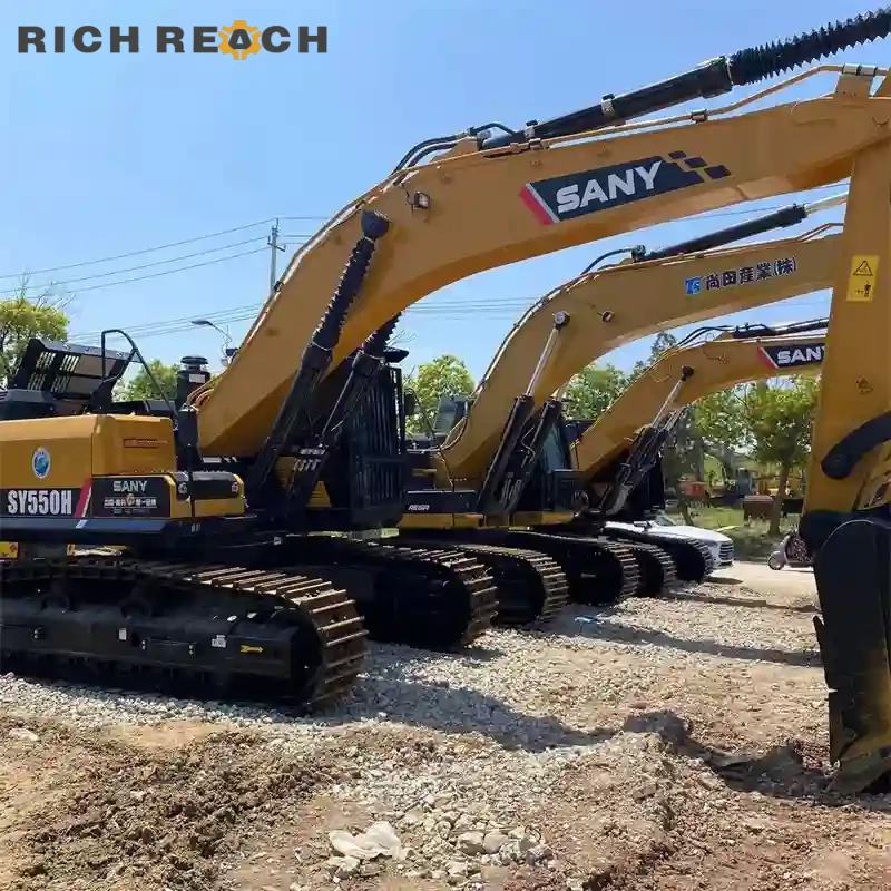 Used Sany 550H excavator right side pump room and hydraulic components, low hours