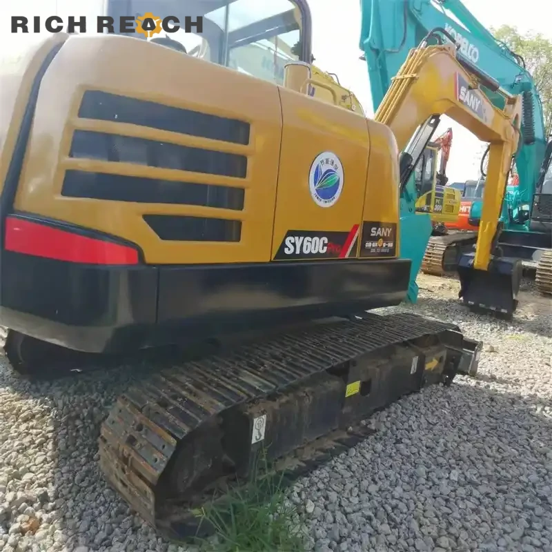 Used Sany 60C Pro excavator front three-quarter view – compact and powerful