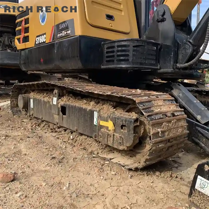 Undercarriage and track frame of used Sany 60C mini excavator for sale, low hours