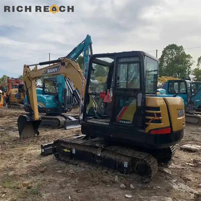 Control panel and throttle knob of used Sany 60C mini excavator for sale, fully functional