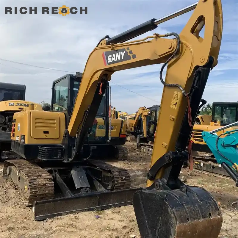 Right side tool box and storage of used Sany 60C mini excavator, excellent for contractors