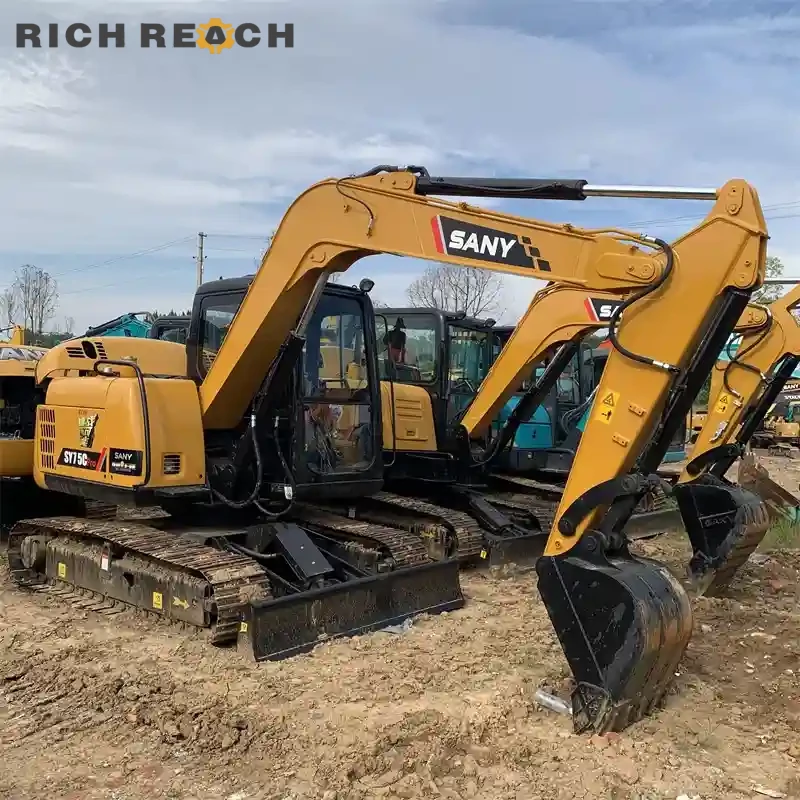 Used Sany 75C Pro excavator excavating building footing – breakout force in action