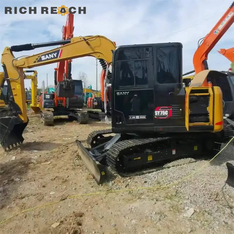 Sany SY75C digging trench for pipe – smooth hydraulic action, low hours, fast quote in USD